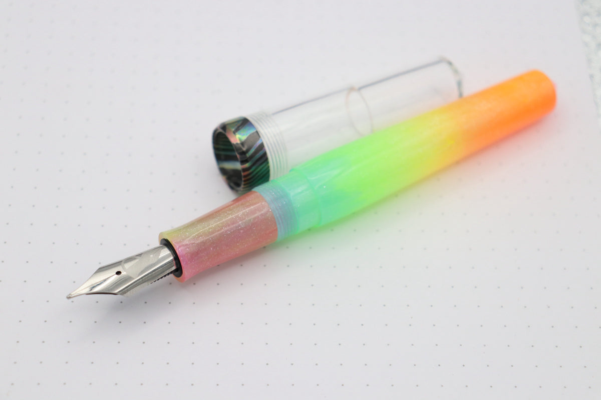 Poseidon Plus Fountain Pen, Neon Tye Dye/Clarity