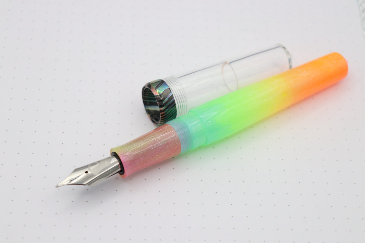 Poseidon Plus Fountain Pen, Neon Tye Dye/Clarity