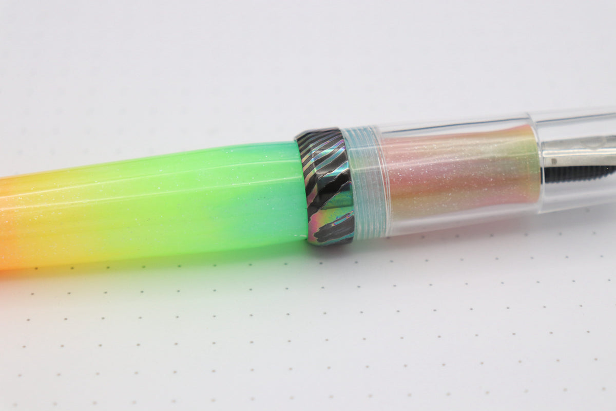 Poseidon Plus Fountain Pen, Neon Tye Dye/Clarity