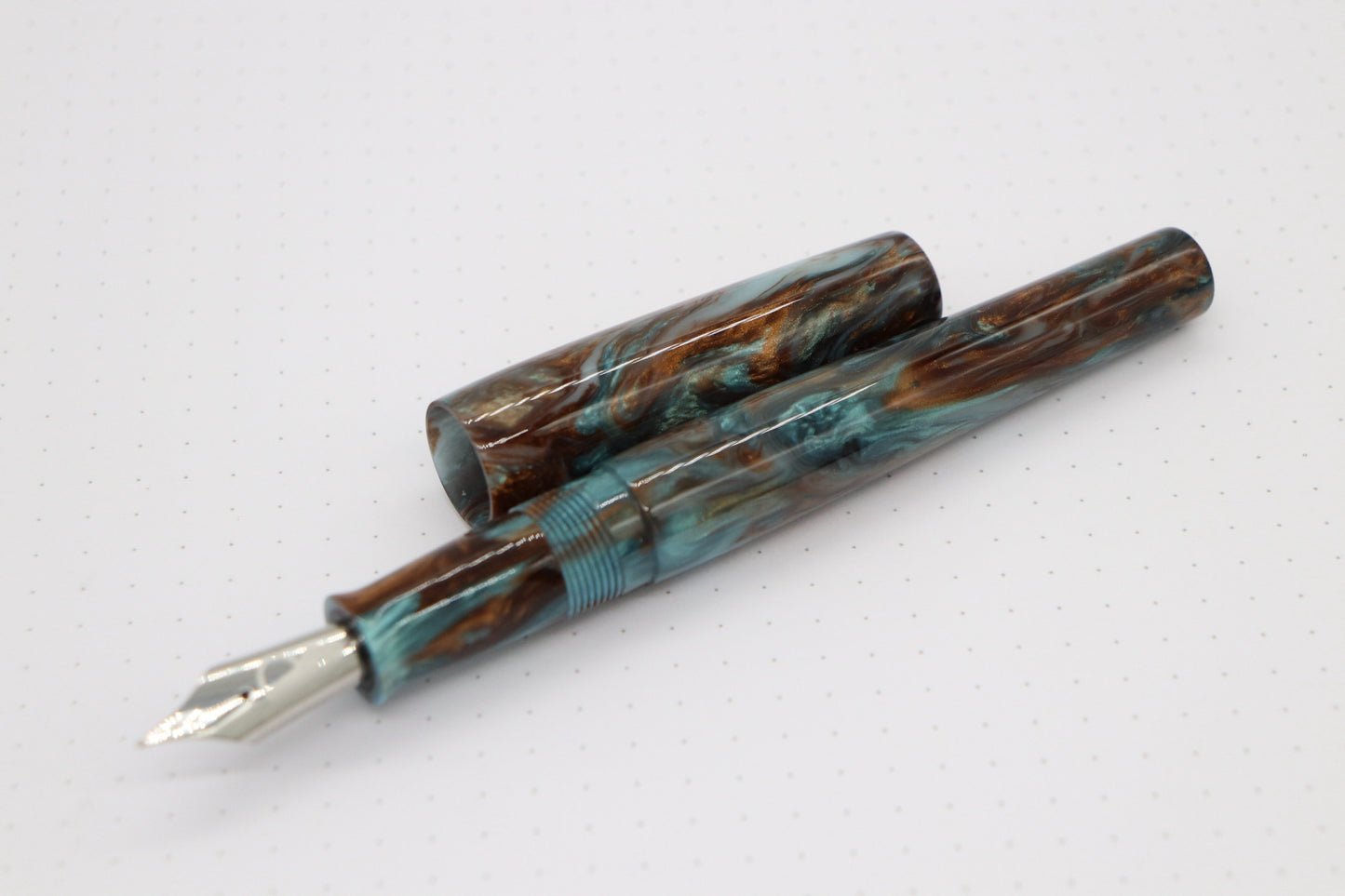Poseidon Fountain Pen, Teal Agate