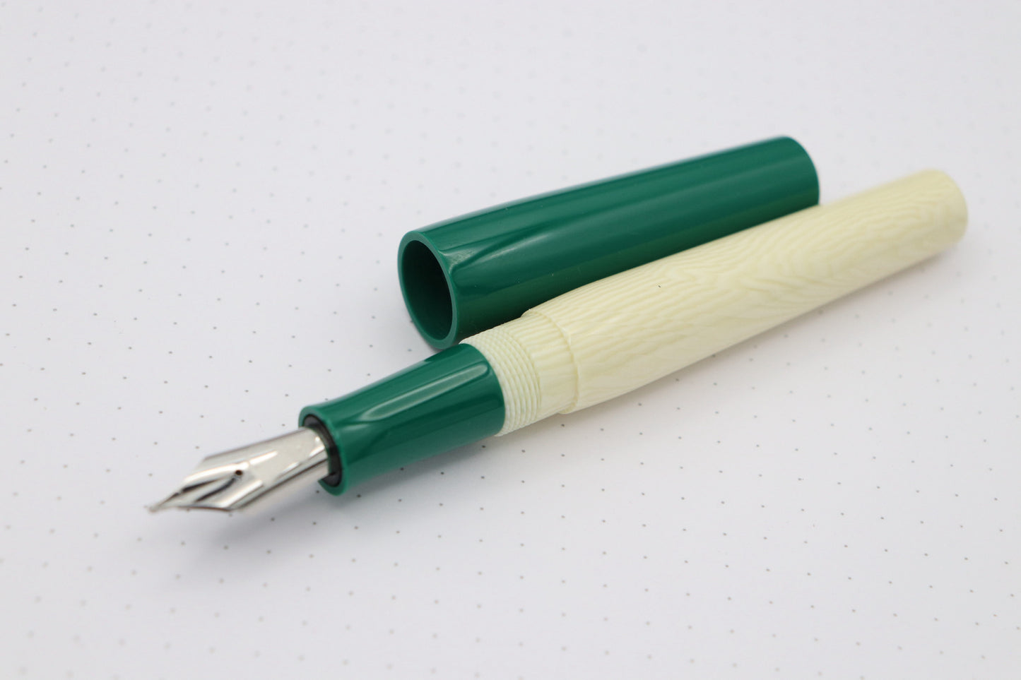Poseidon Fountain Pen, Green Ultem/Ivory Celluloid