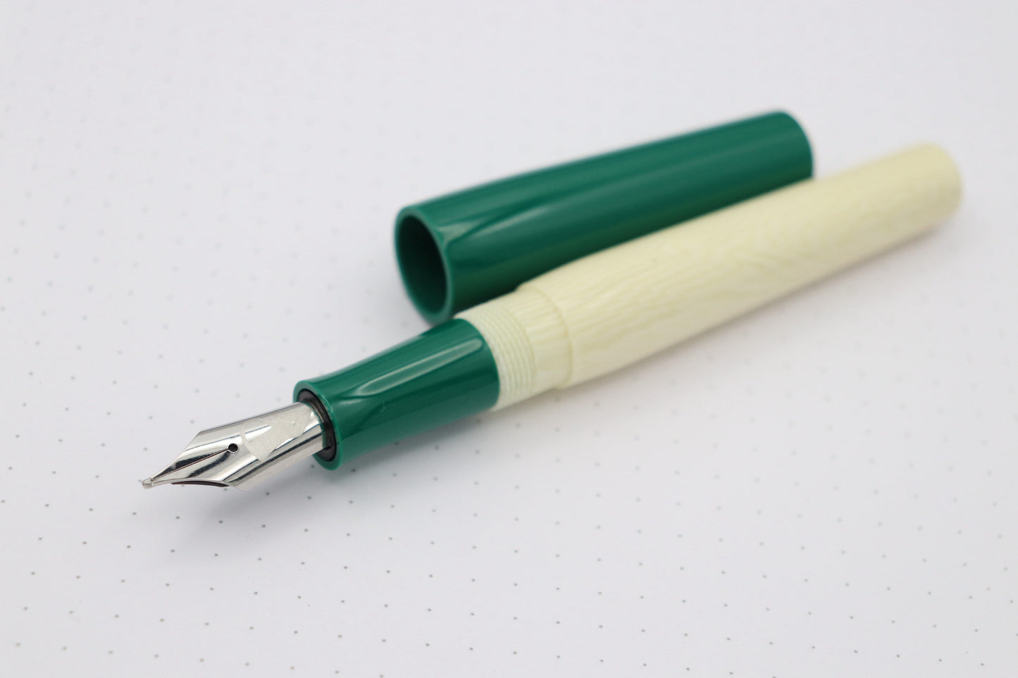 Poseidon Fountain Pen, Green Ultem/Ivory Celluloid
