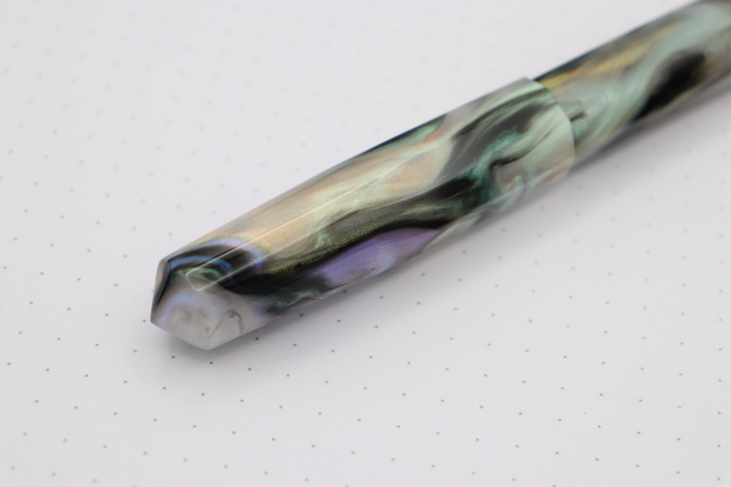 Faceted Poseidon Fountain Pen, Avg Abalone