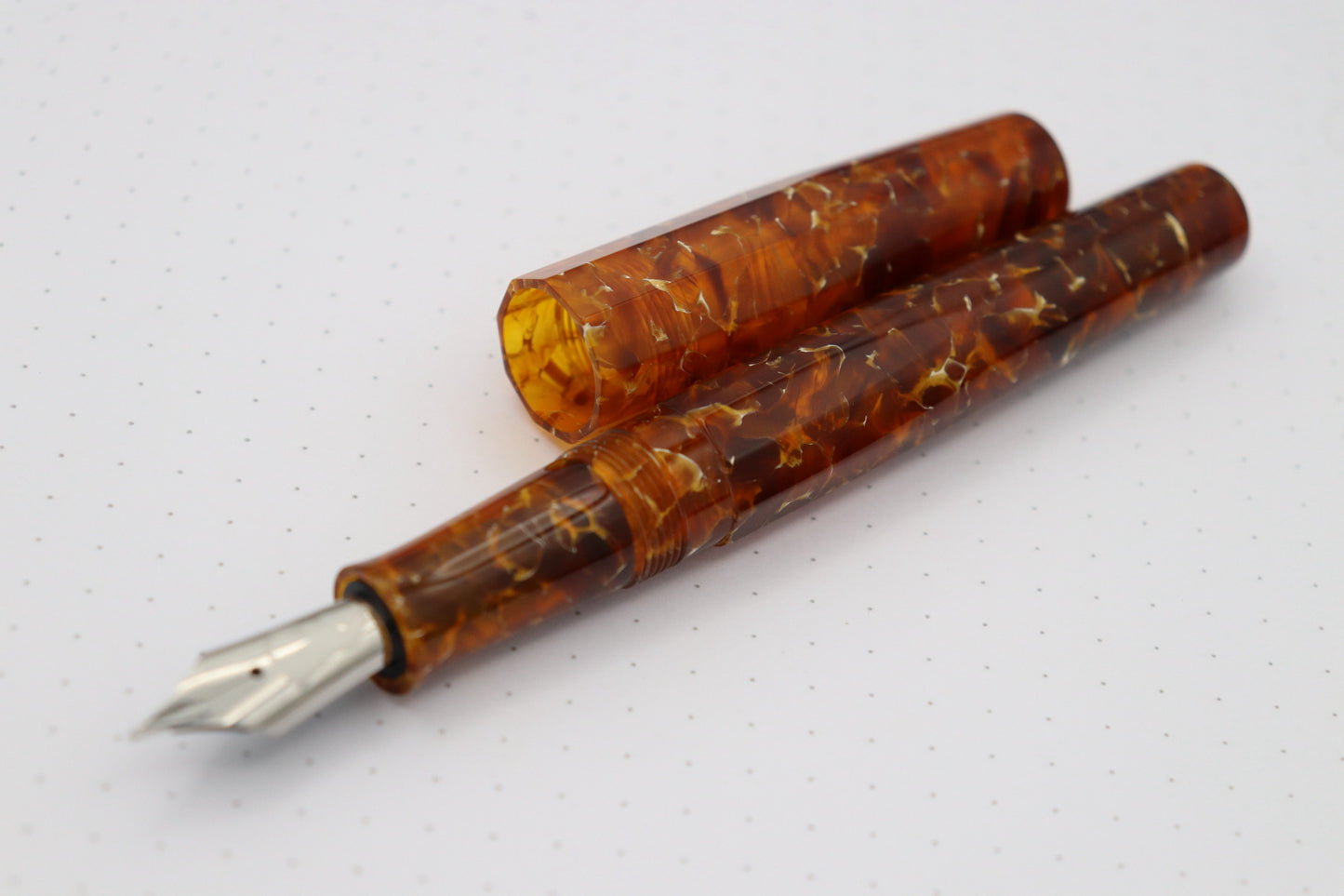 Faceted Poseidon Fountain Pen, CS Amber